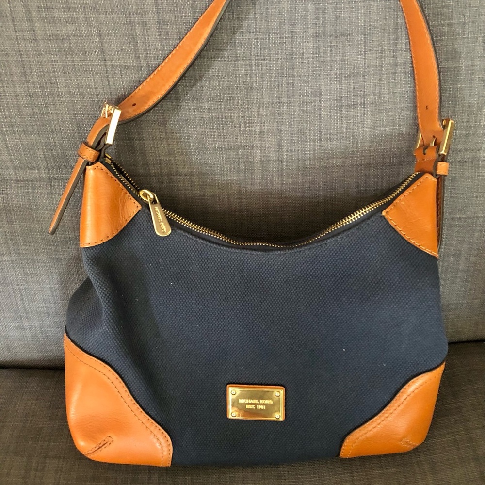 Michael Kors Navy Saddle Leather Hobo Handbag
